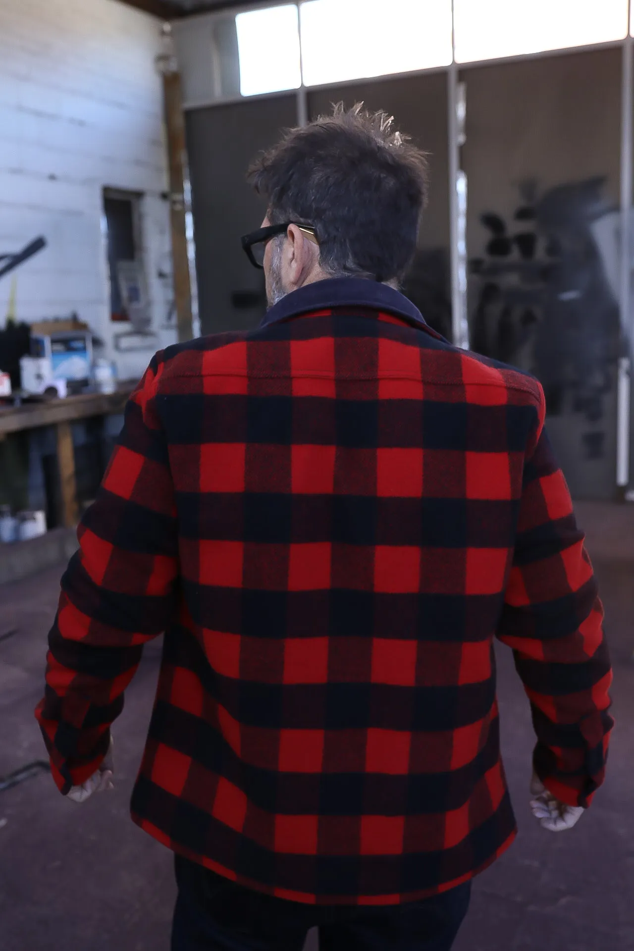 Wool Buffalo Check Bush Jacket - Red IHW-20-RED