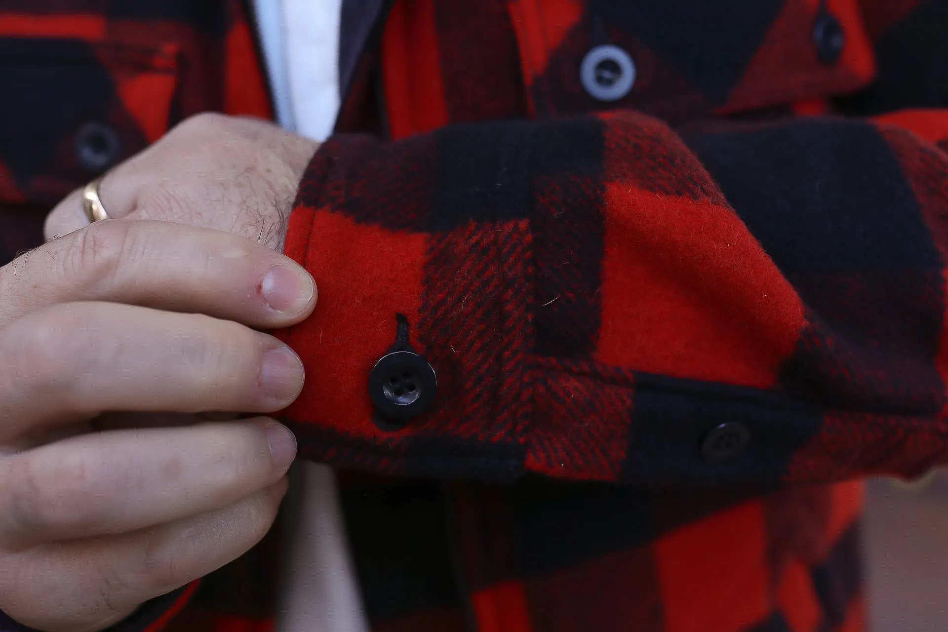 Wool Buffalo Check Bush Jacket - Red IHW-20-RED